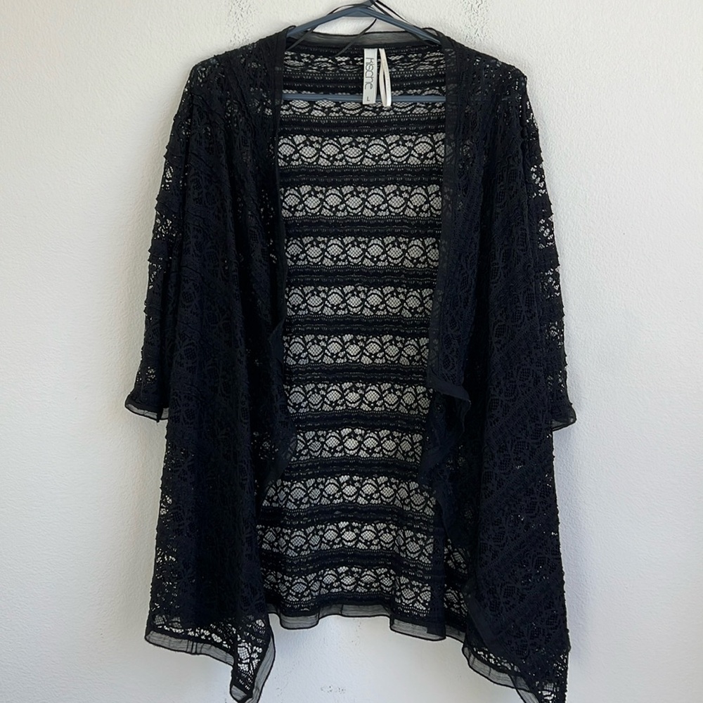 Kische Black Lace Open Front Cardigan